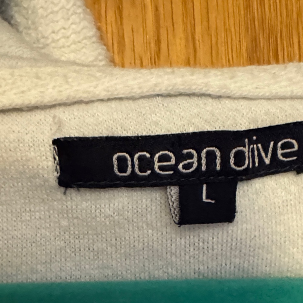 Ocean Drive Light Blue and Cream Striped Hoodie - Picture 3 of 4